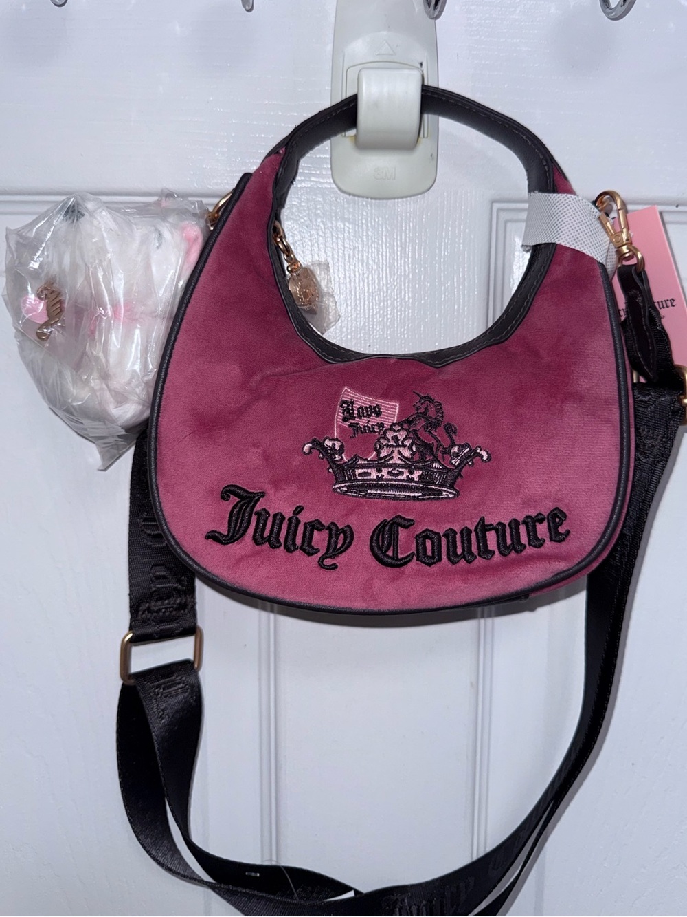 NWT Juicy Couture Crown 👑 Hobo Crossbody Bag, in Chateau Rose (Pink)